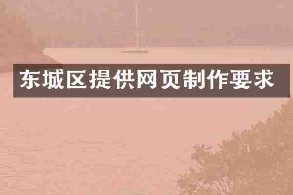 东城区提供网页制作要求