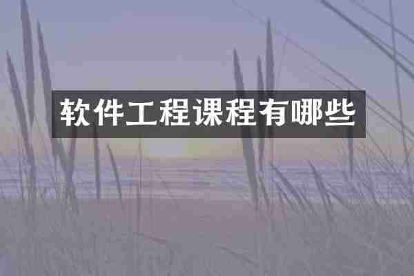 软件工程课程有哪些