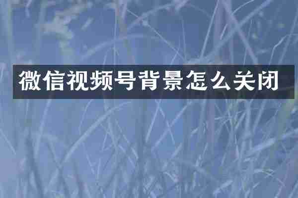 微信视频号背景怎么关闭