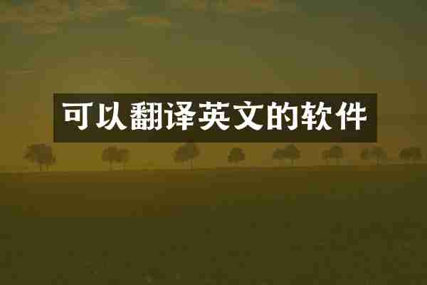 可以翻译英文的软件