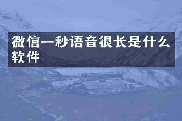 微信一秒语音很长是什么软件