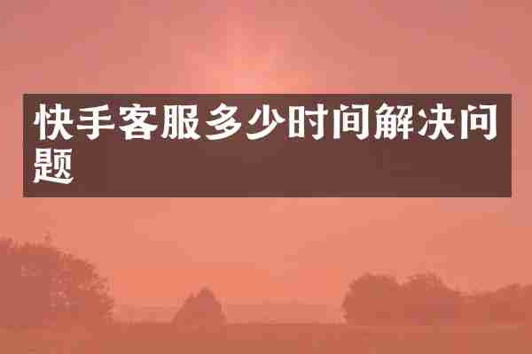 快手客服多少时间解决问题