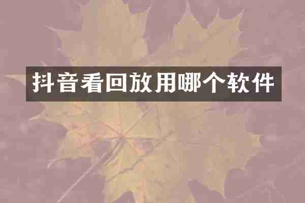抖音看回放用哪个软件