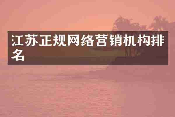 江苏正规网络营销机构排名