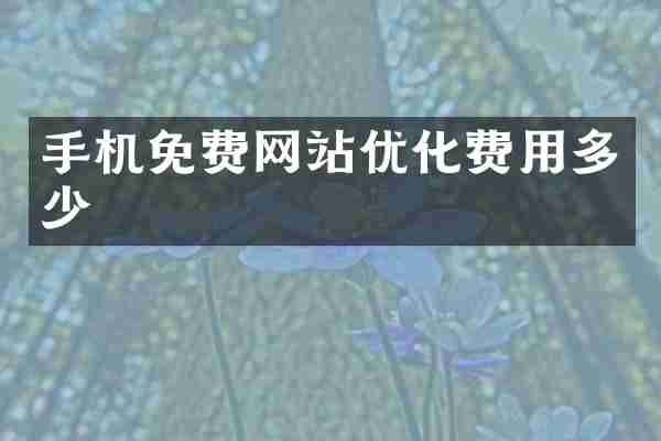 手机免费网站优化费用多少