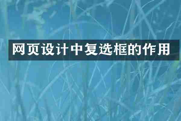 网页设计中复选框的作用