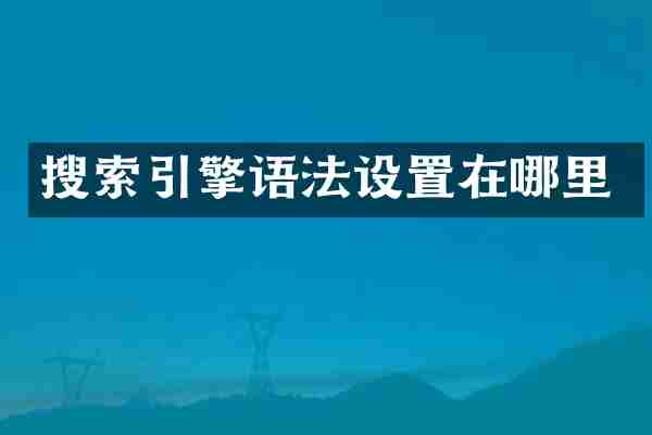 搜索引擎语法设置在哪里