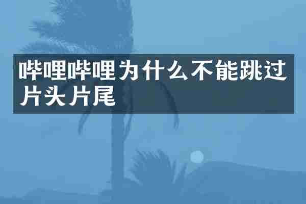 哔哩哔哩为什么不能跳过片头片尾