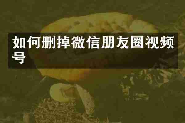 如何删掉微信朋友圈视频号