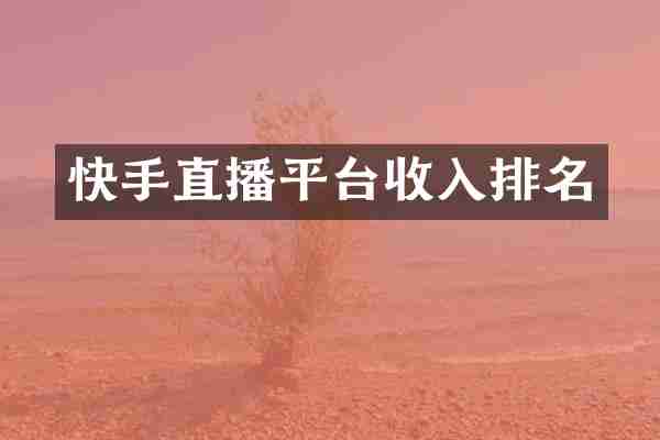 快手直播平台收入排名