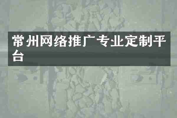 常州网络推广专业定制平台