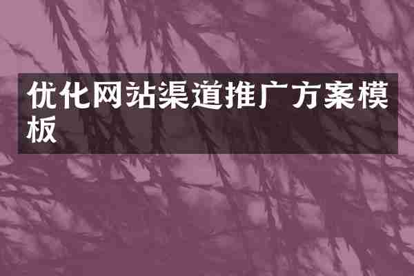 优化网站渠道推广方案模板