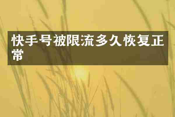 快手号被限流多久恢复正常