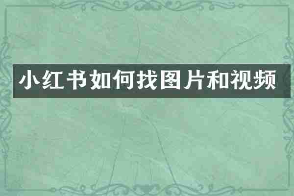 小红书如何找图片和视频