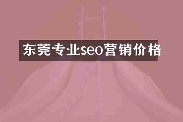 东莞专业seo营销价格