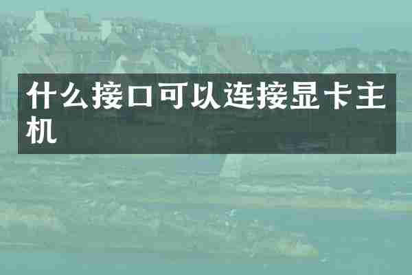 什么接口可以连接显卡主机
