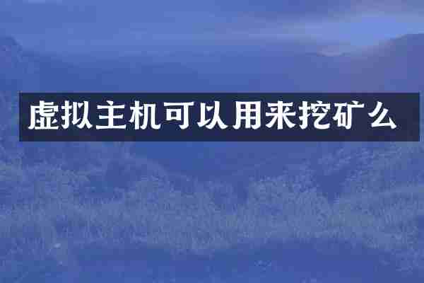 虚拟主机可以用来挖矿么
