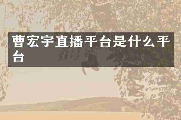曹宏宇直播平台是什么平台