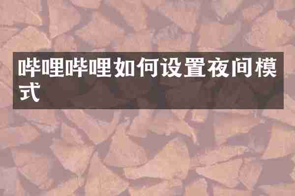 哔哩哔哩如何设置夜间模式