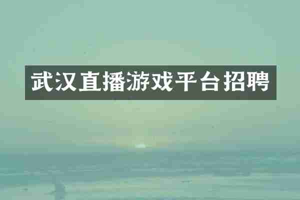 武汉直播游戏平台招聘