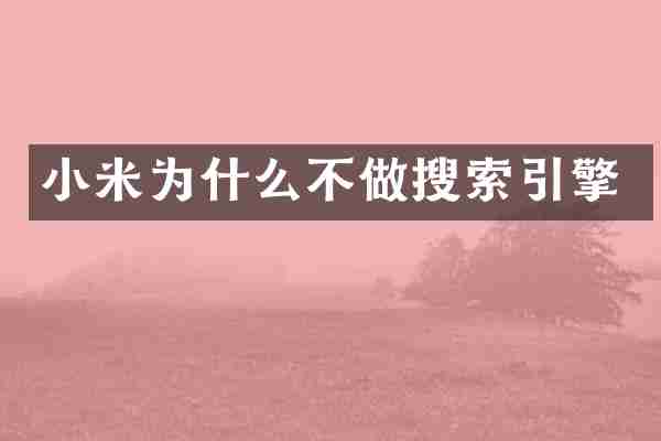 小米为什么不做搜索引擎