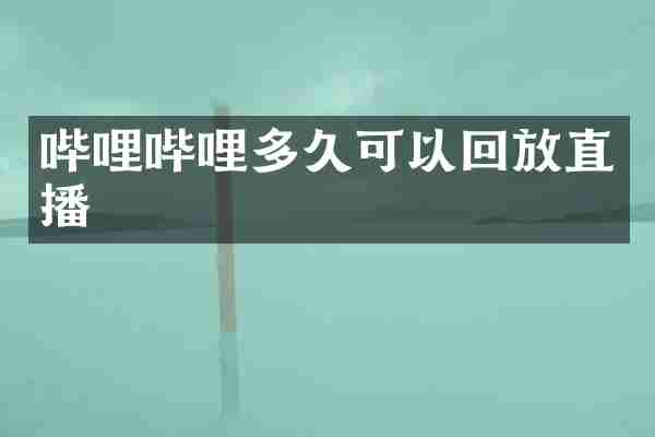 哔哩哔哩多久可以回放直播