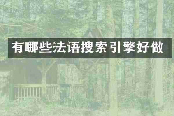 有哪些法语搜索引擎好做