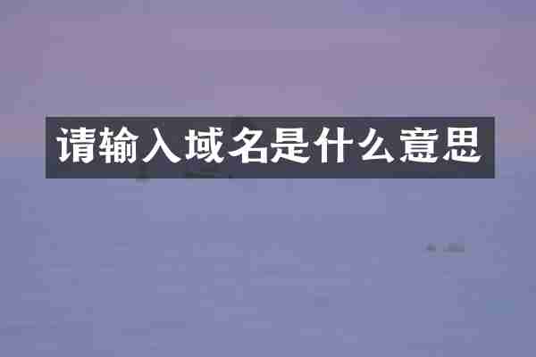 请输入域名是什么意思