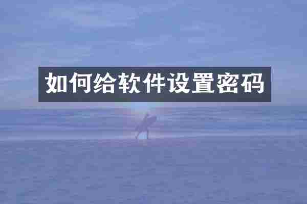 如何给软件设置密码