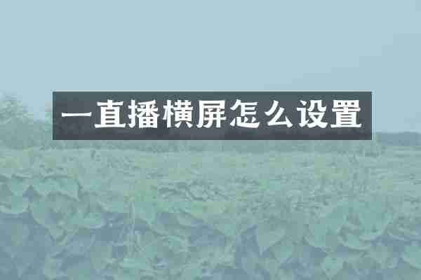 一直播横屏怎么设置