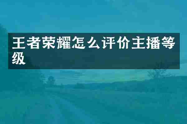 王者荣耀怎么评价主播等级