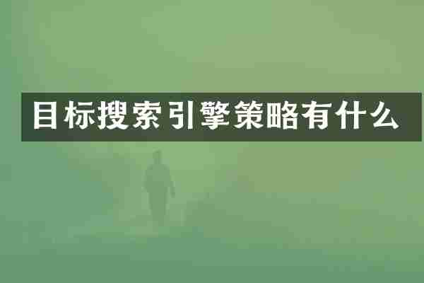 目标搜索引擎策略有什么