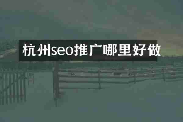 杭州seo推广哪里好做