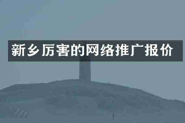 新乡厉害的网络推广报价