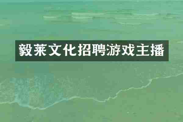 毅莱文化招聘游戏主播