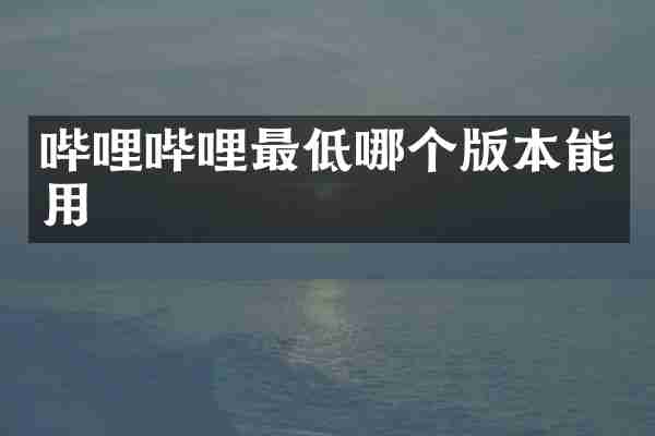 哔哩哔哩最低哪个版本能用