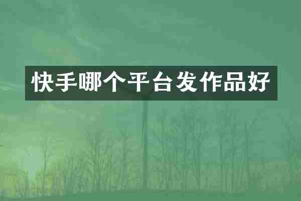 快手哪个平台发作品好
