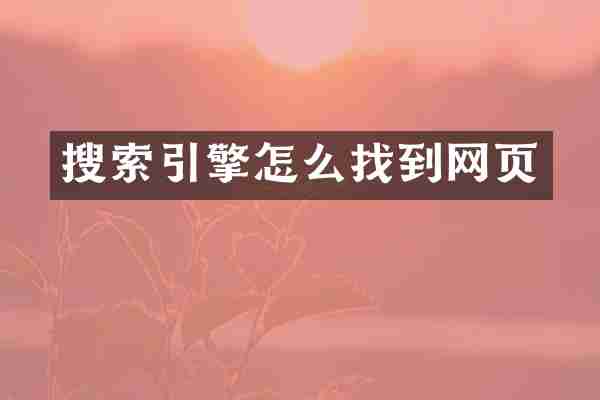 搜索引擎怎么找到网页