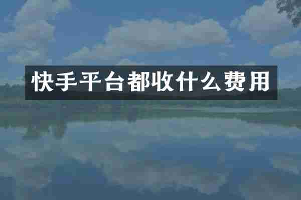 快手平台都收什么费用