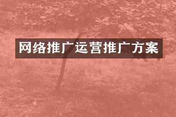 网络推广运营推广方案
