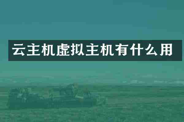 云主机虚拟主机有什么用