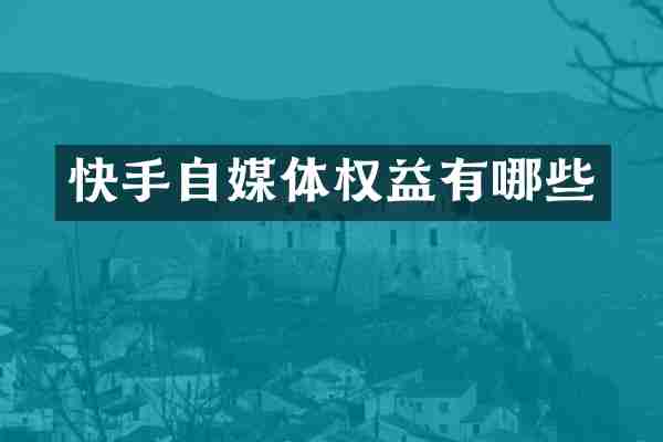 快手自媒体权益有哪些