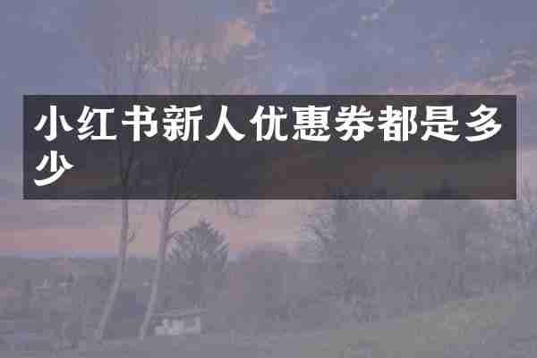 小红书新人优惠券都是多少