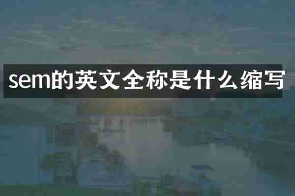 sem的英文全称是什么缩写