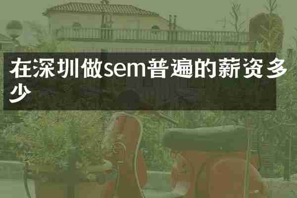 在深圳做sem普遍的薪资多少