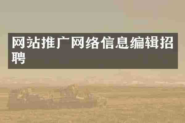 网站推广网络信息编辑招聘