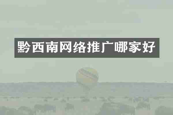 黔西南网络推广哪家好