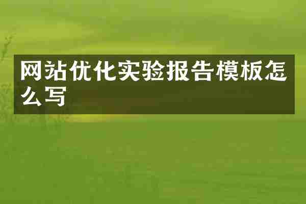 网站优化实验报告模板怎么写
