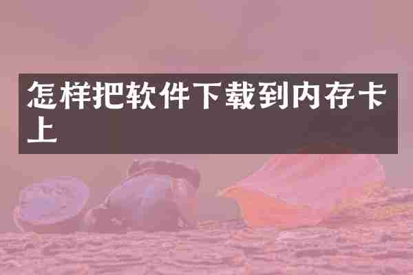 怎样把软件下载到内存卡上