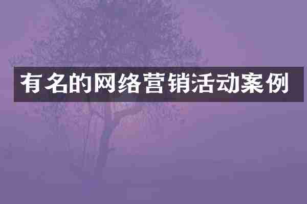 有名的网络营销活动案例